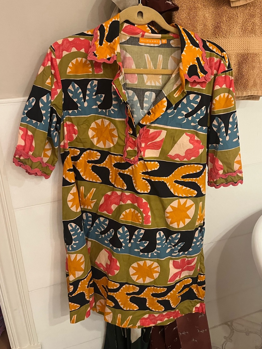 Oliphant Multicolor Geometric & Floral Button-Front dress